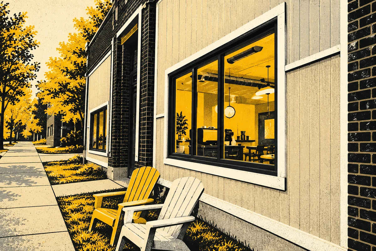 Side Street photo-referenced illustration of Anchor and Anvil Coffee Bar — Ben Avon.