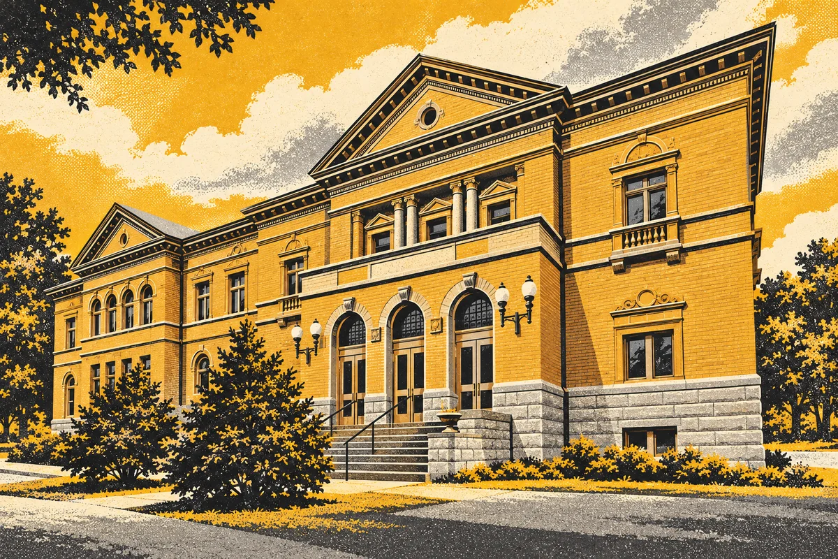 Illustrated interpretation of Andrew Carnegie Free Library & Music Hall