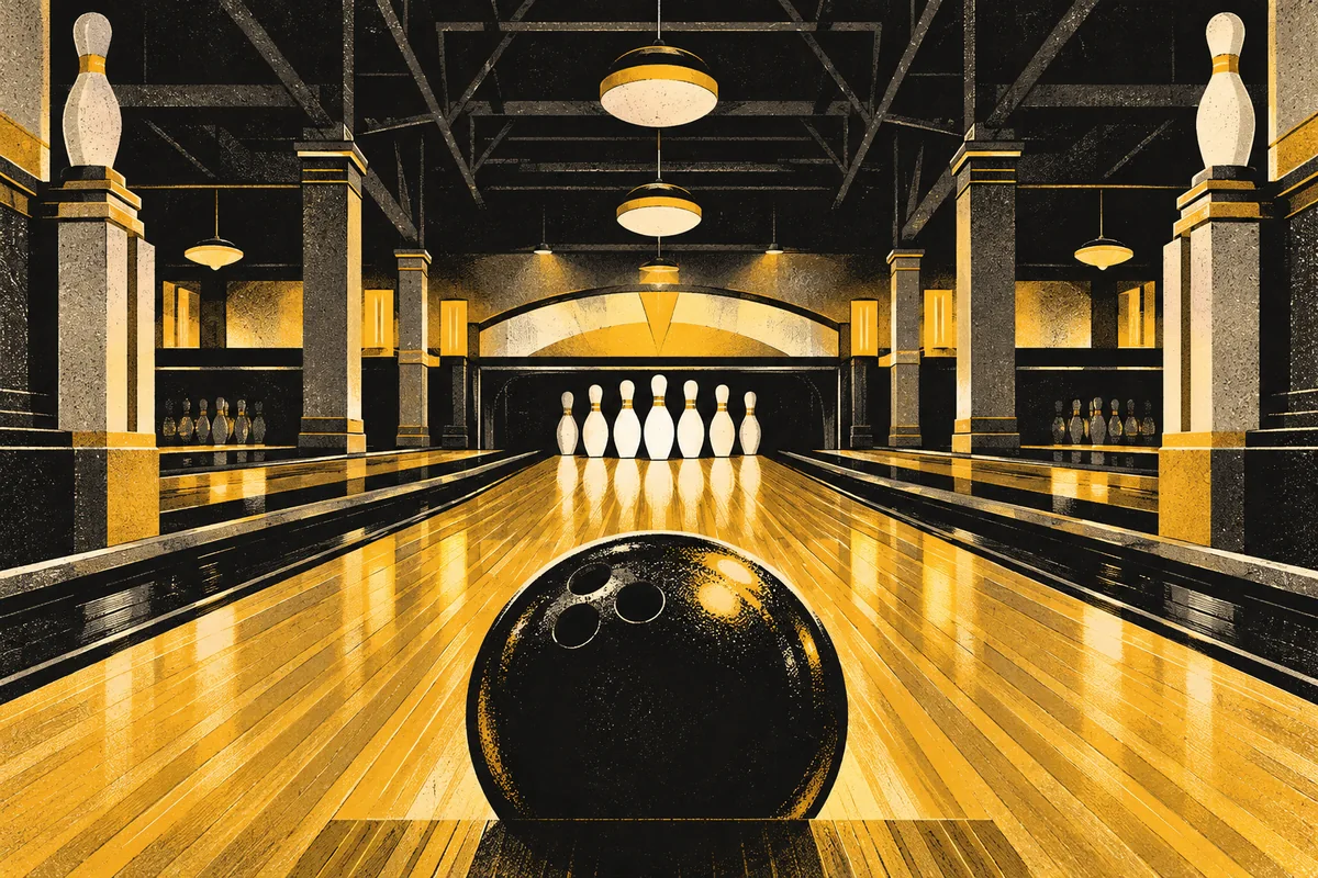 SideStreet interpretation of Arsenal Bowl with glowing lanes, pins and vintage entrance details.