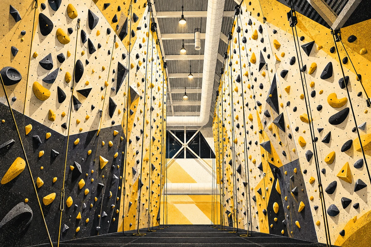 Side Street illustration of ASCEND Point Breeze’s tall rope-climbing corridor and overhead beams.