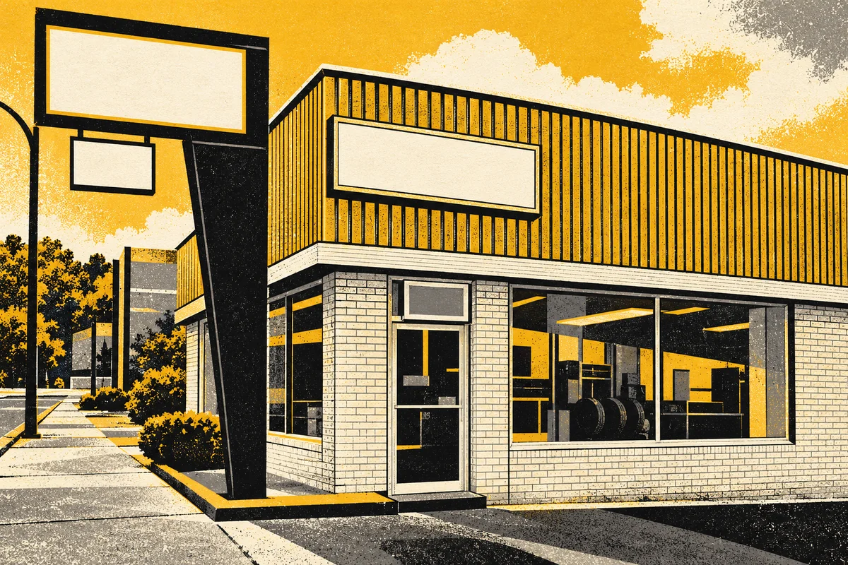 Side Street photo-referenced illustration of Baum Boulevard Automotive.