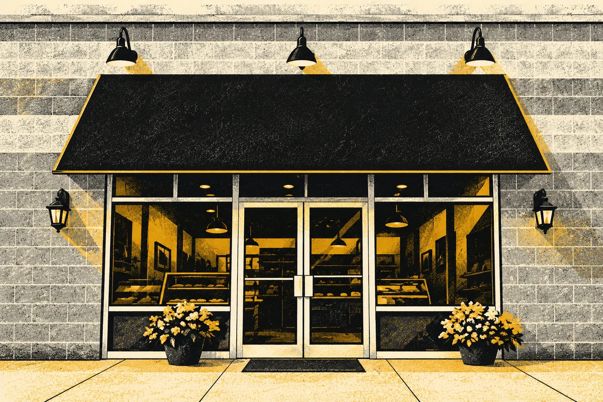 Side Street photo-referenced illustration of Bethel Bakery — North Strabane.