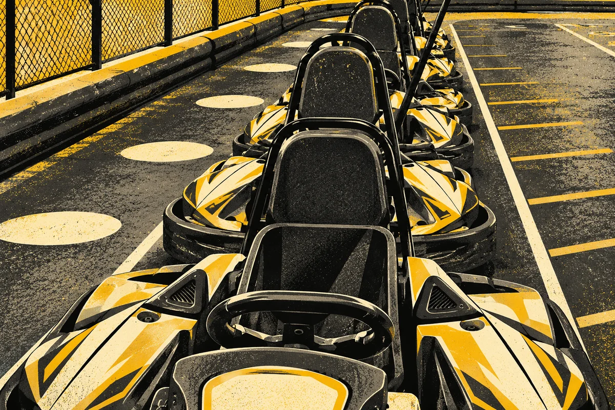 Side Street photo-referenced illustration of Full Throttle Adrenaline Park — Pittsburgh.