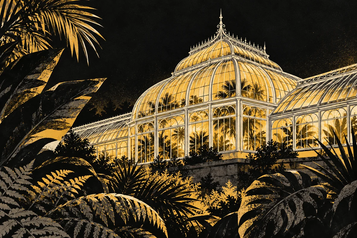 SideStreet illustration inspired by Phipps Conservatory's crowned glasshouse and lush plants.